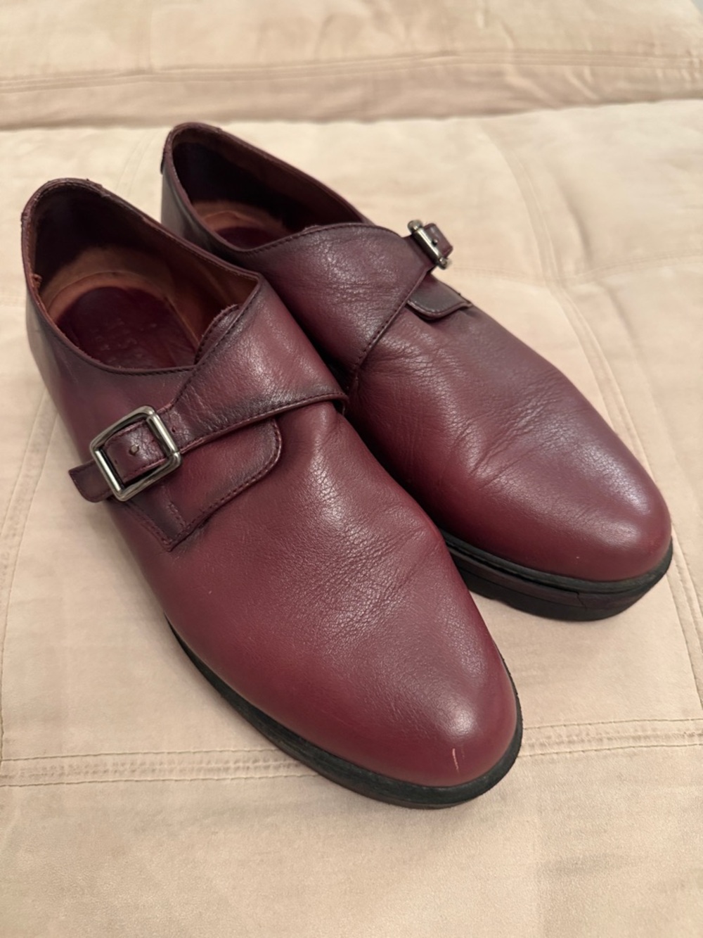Hispanitas Joy Is A Choice Burgundy Leather Monk Strap Shoes Size 41